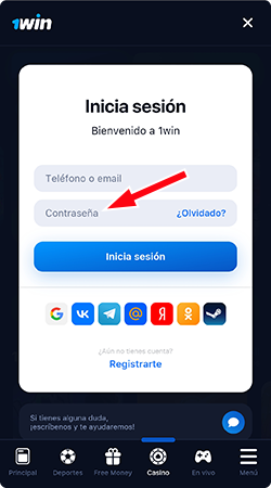 Ingresar contraseña 1Win Venezuela